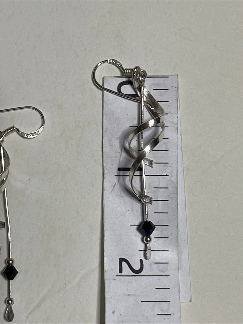 Sundance Silver Spiral Drop Earrings with Black Bead